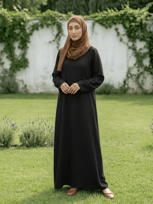 Essential Linen Abaya - Black - Fasilah
