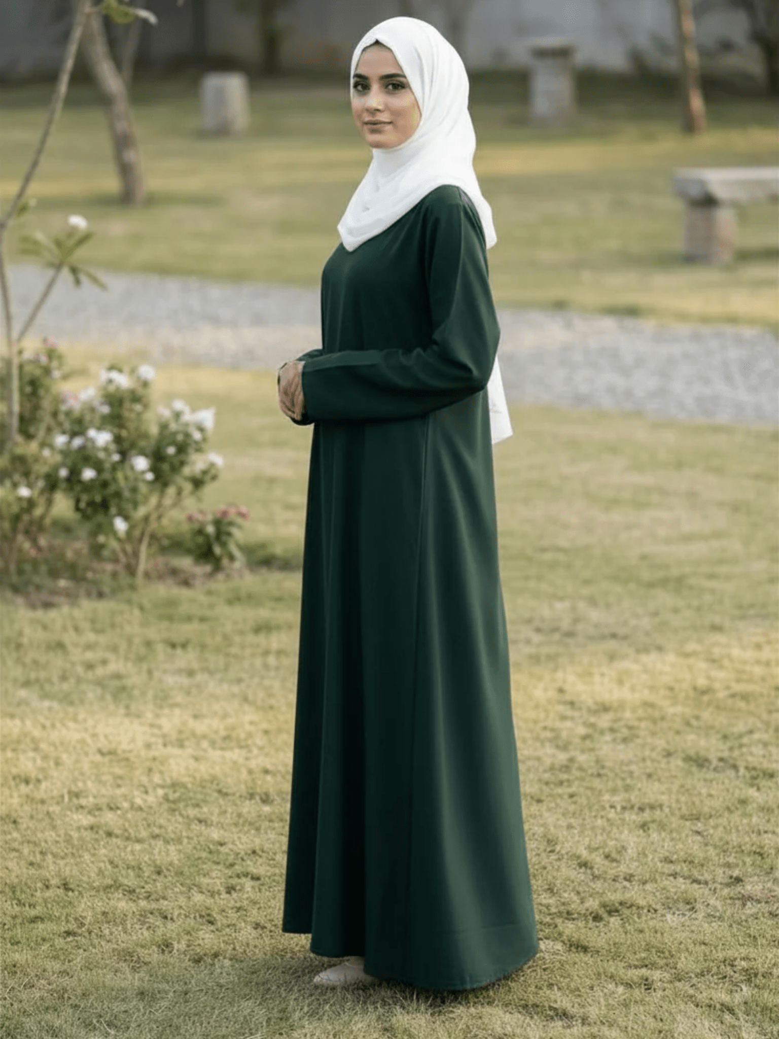 Essential Linen Abaya - Forest - Fasilah