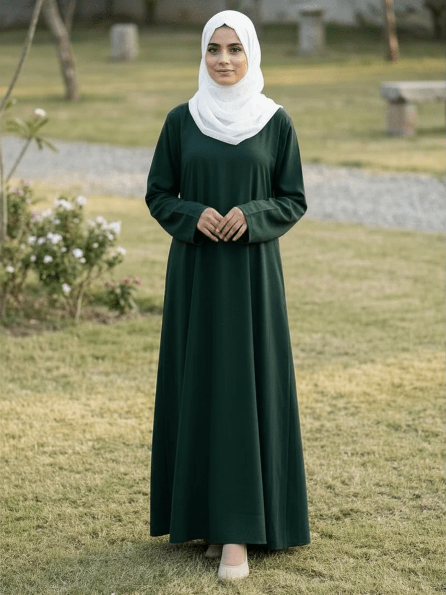 Essential Linen Abaya - Forest - Fasilah