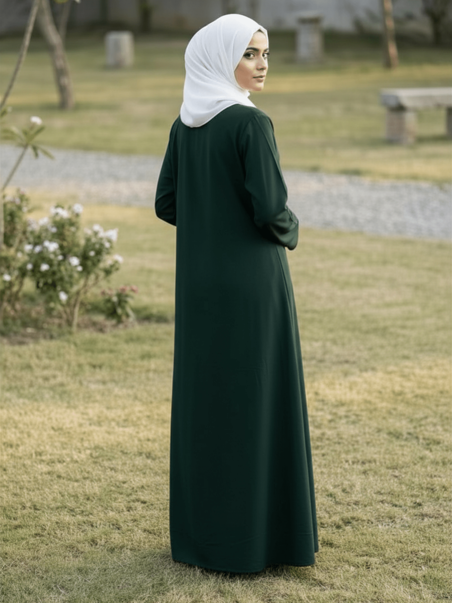 Essential Linen Abaya - Forest - Fasilah