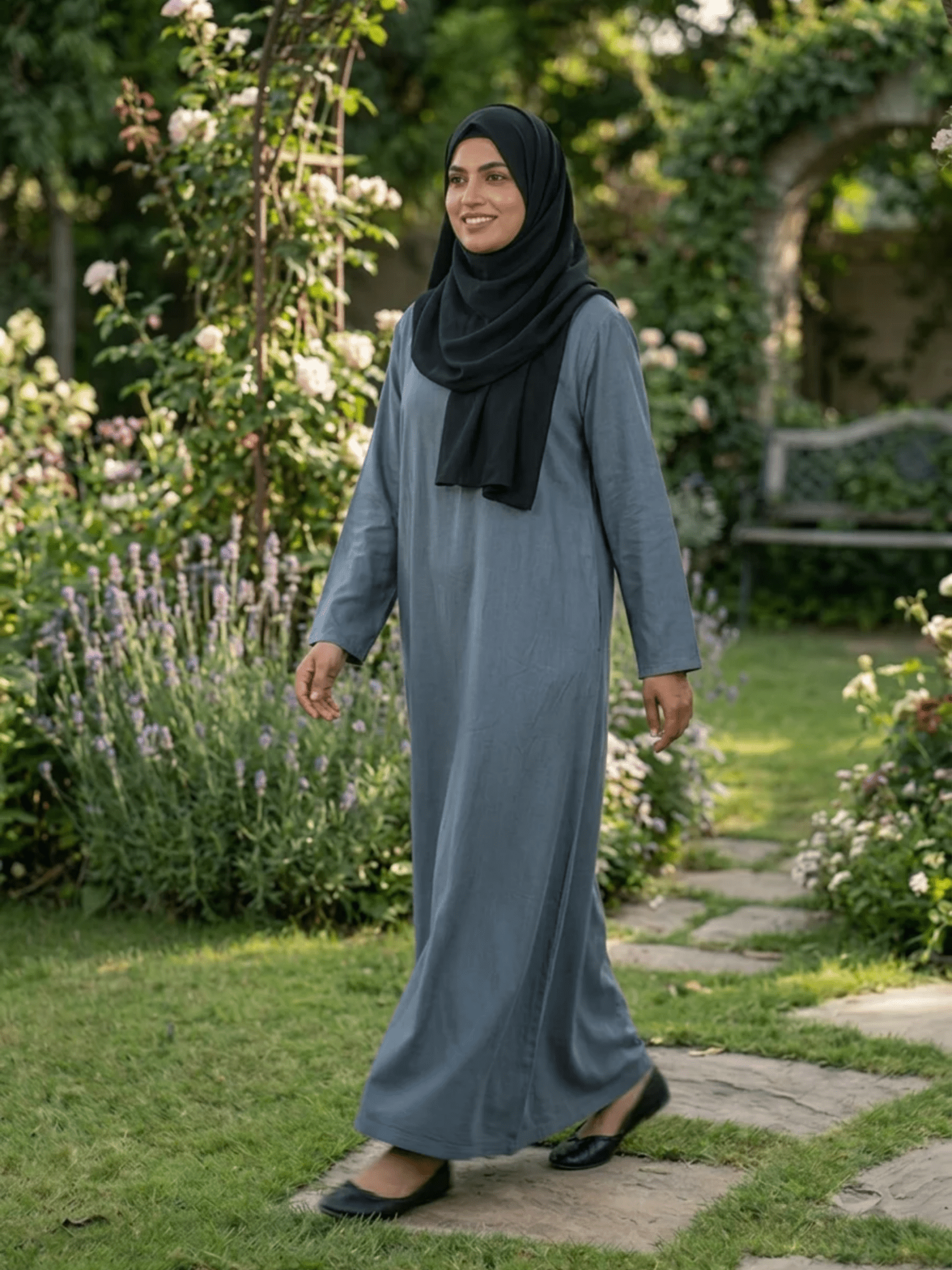Essential Linen Abaya - Grey - Fasilah