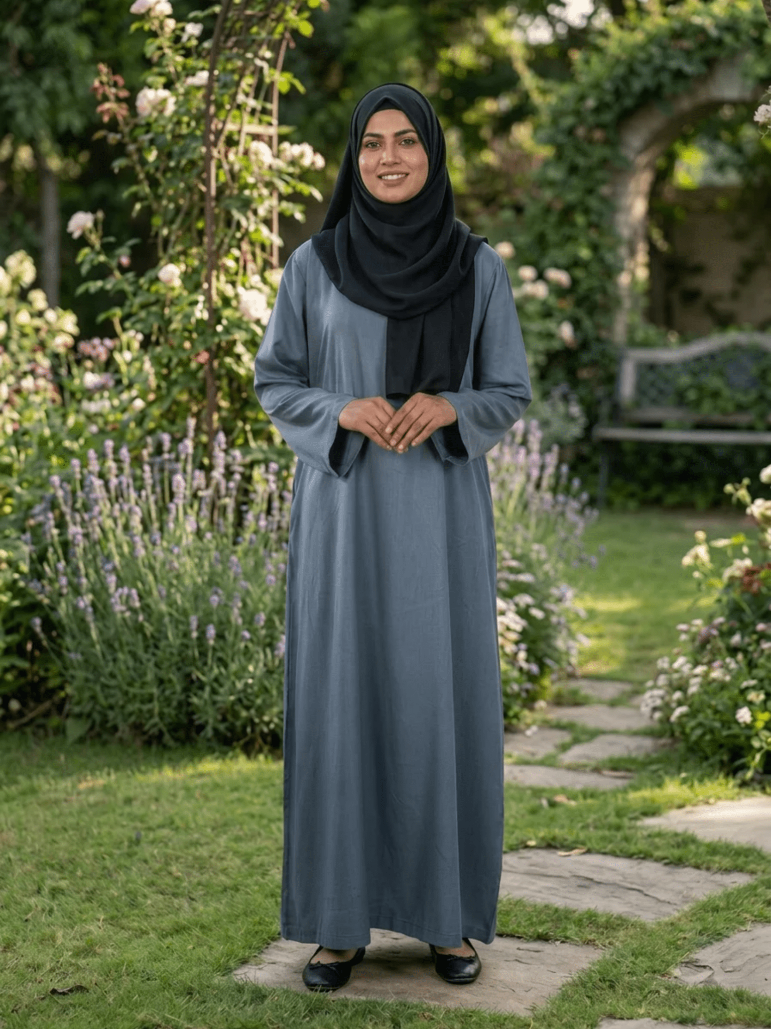 Essential Linen Abaya - Grey - Fasilah