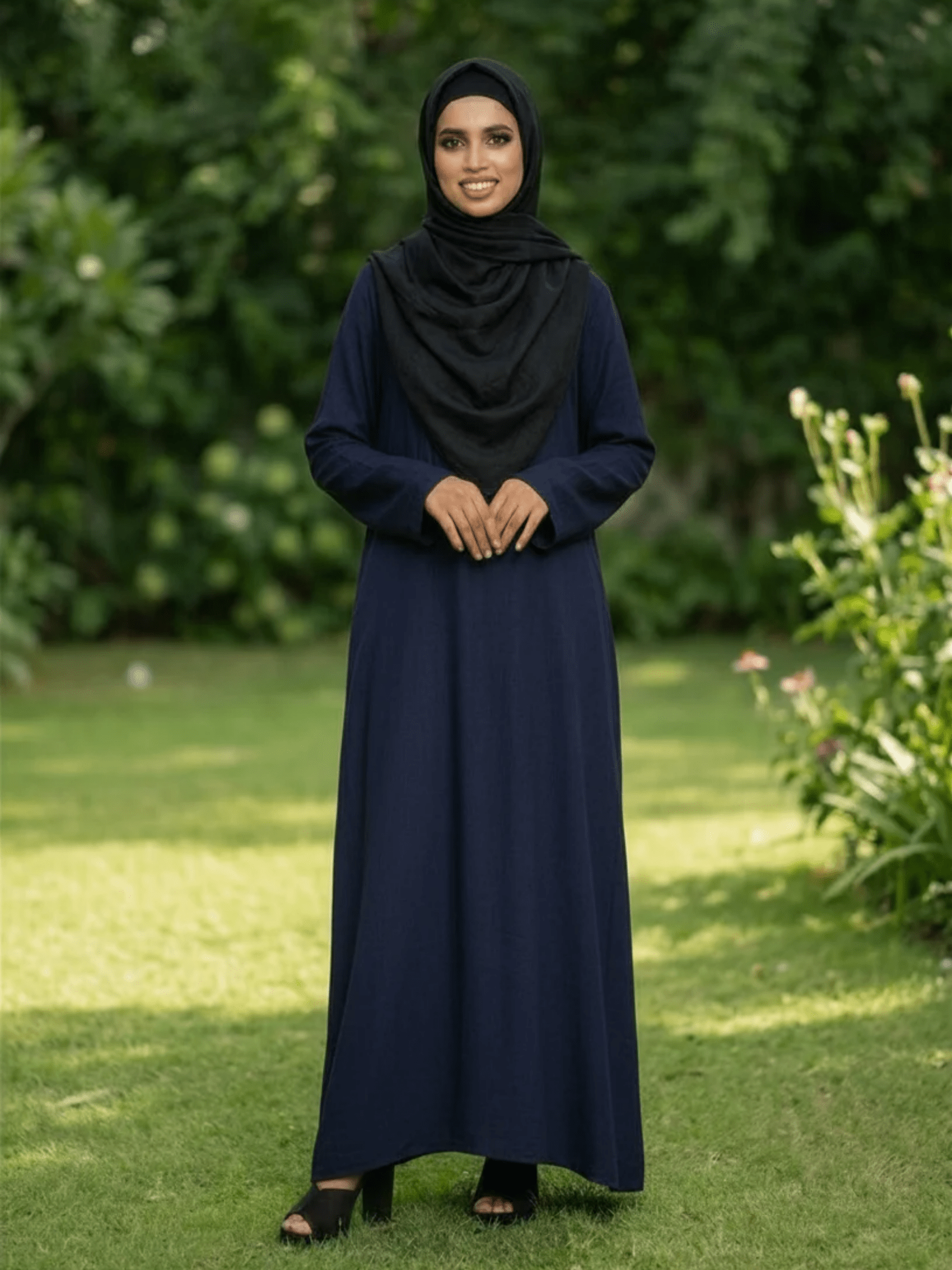 Essential Linen Abaya - Navy - Fasilah