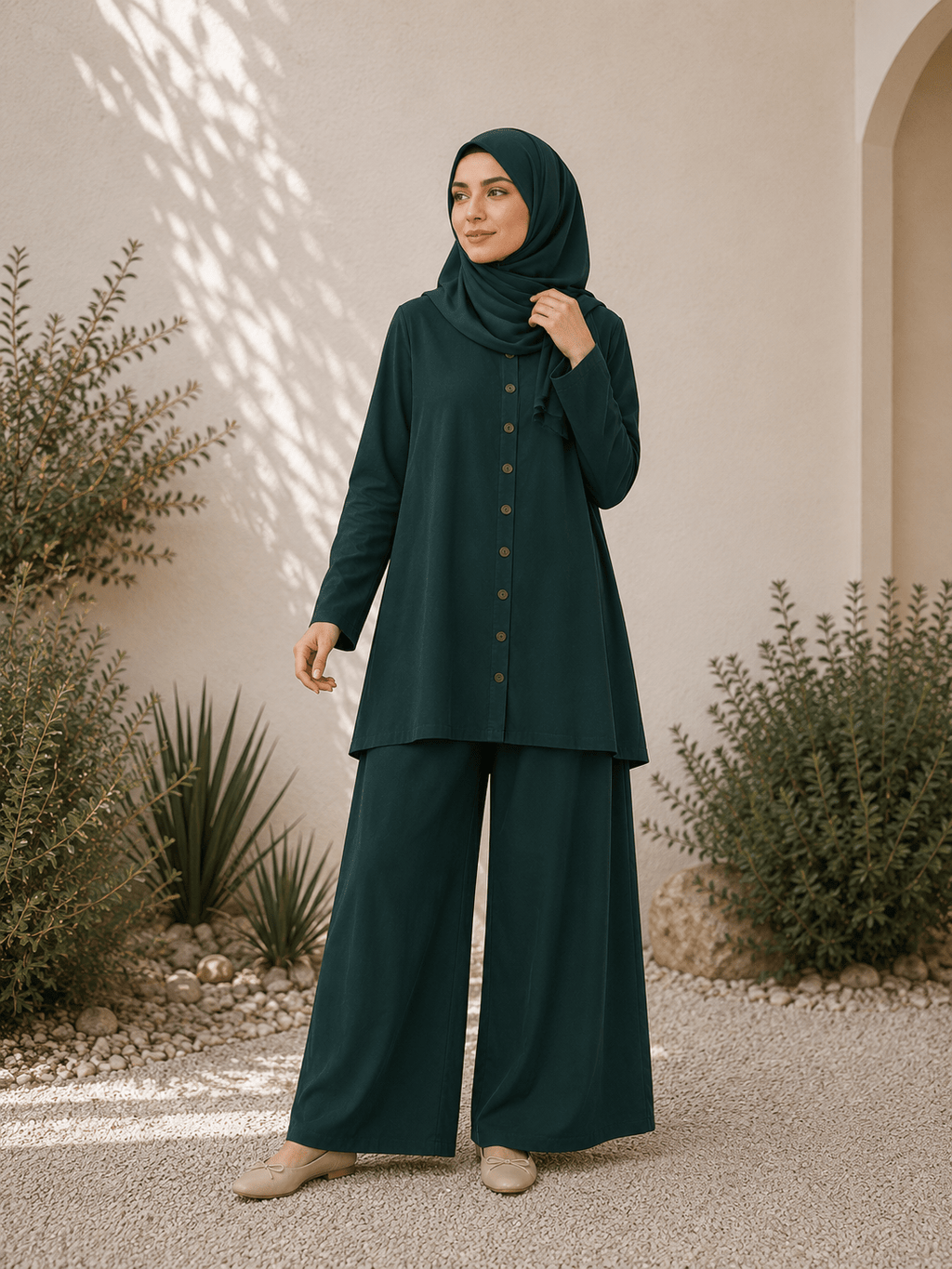 Essential Linen Suit | Button-up Shirt & Trousers in Forest - Fasilah