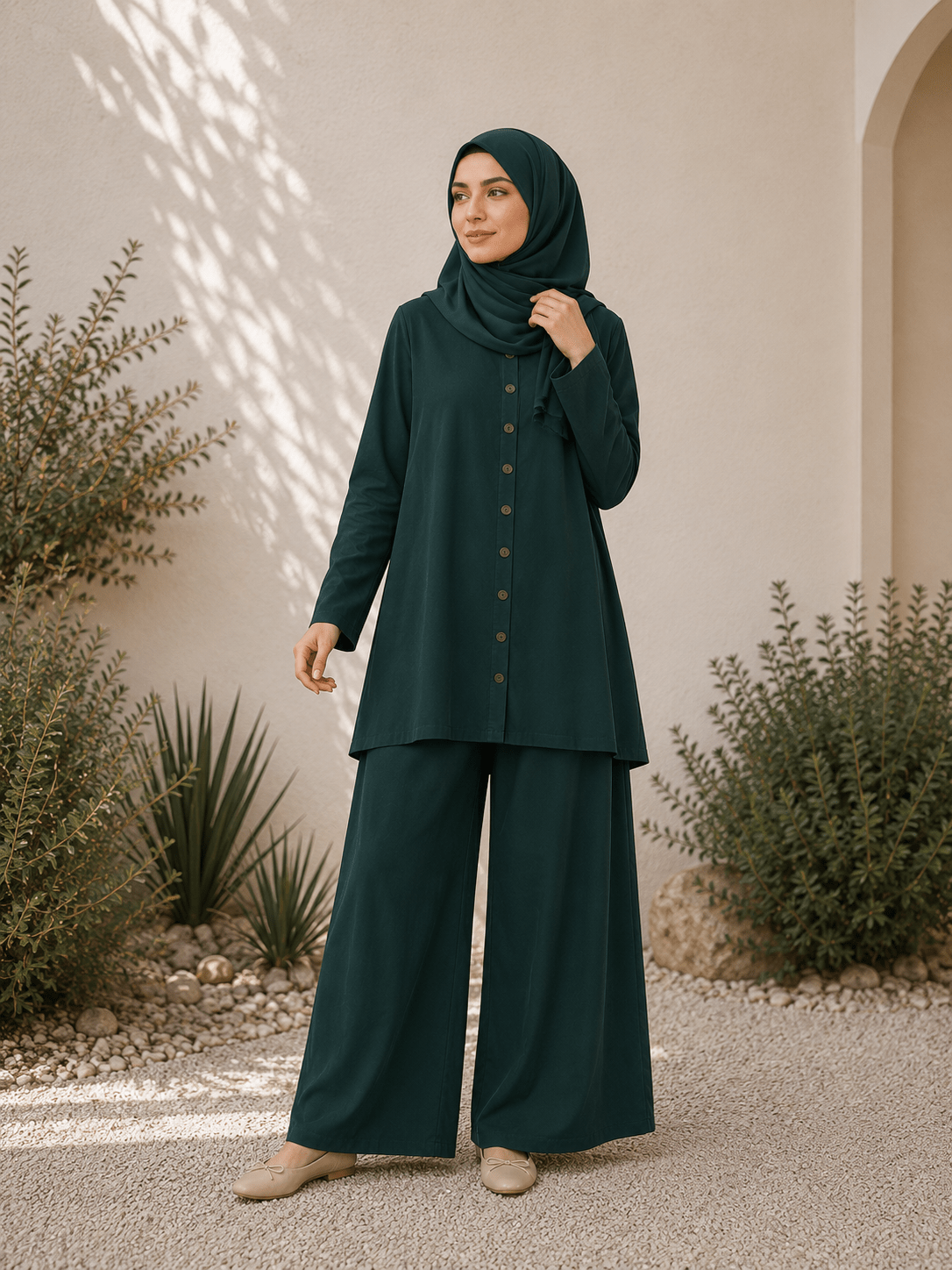 Essential Linen Suit | Button-up Shirt & Trousers in Forest - Fasilah