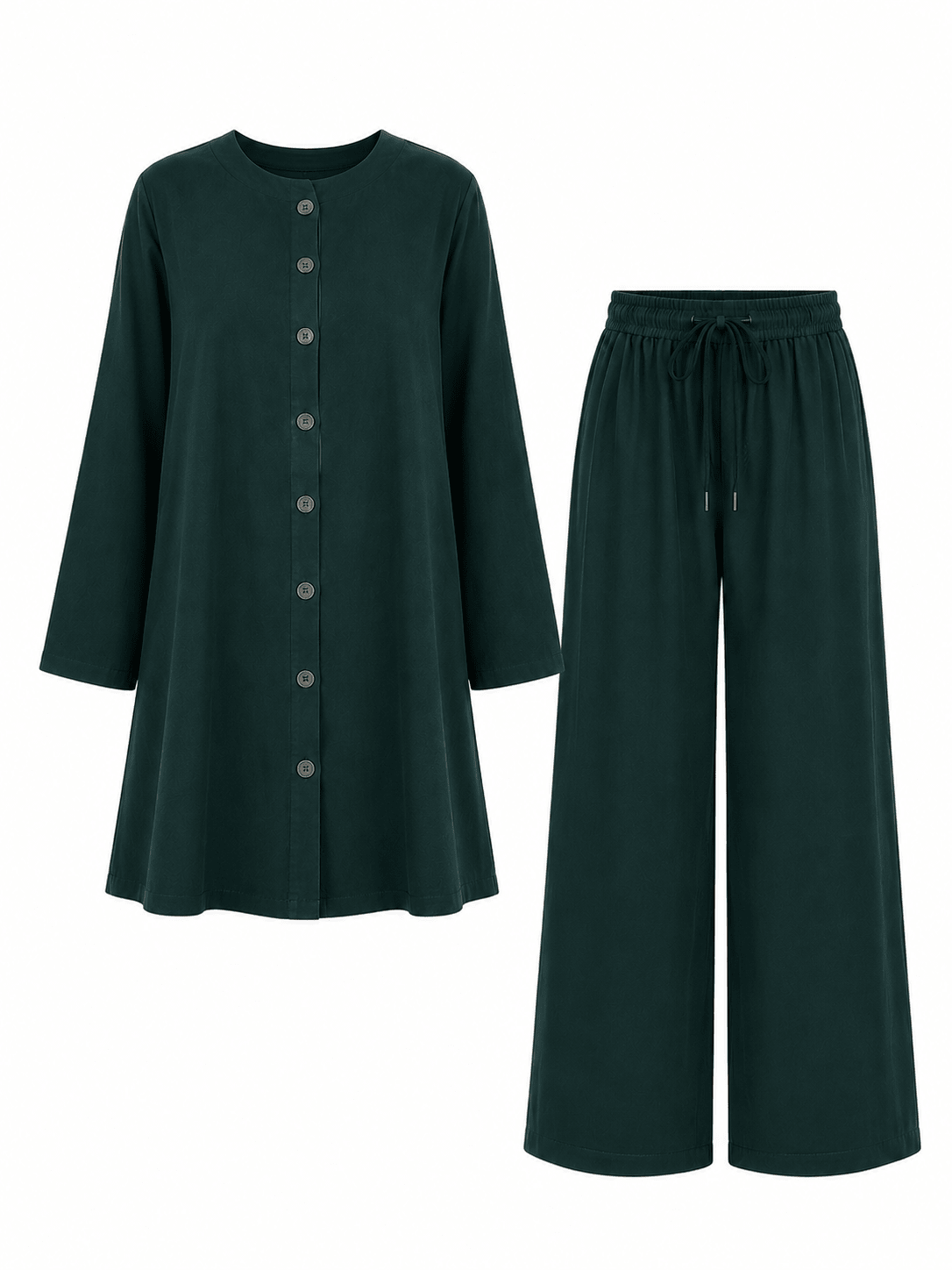 Essential Linen | Button-up Shirt & Trousers Set in Forest