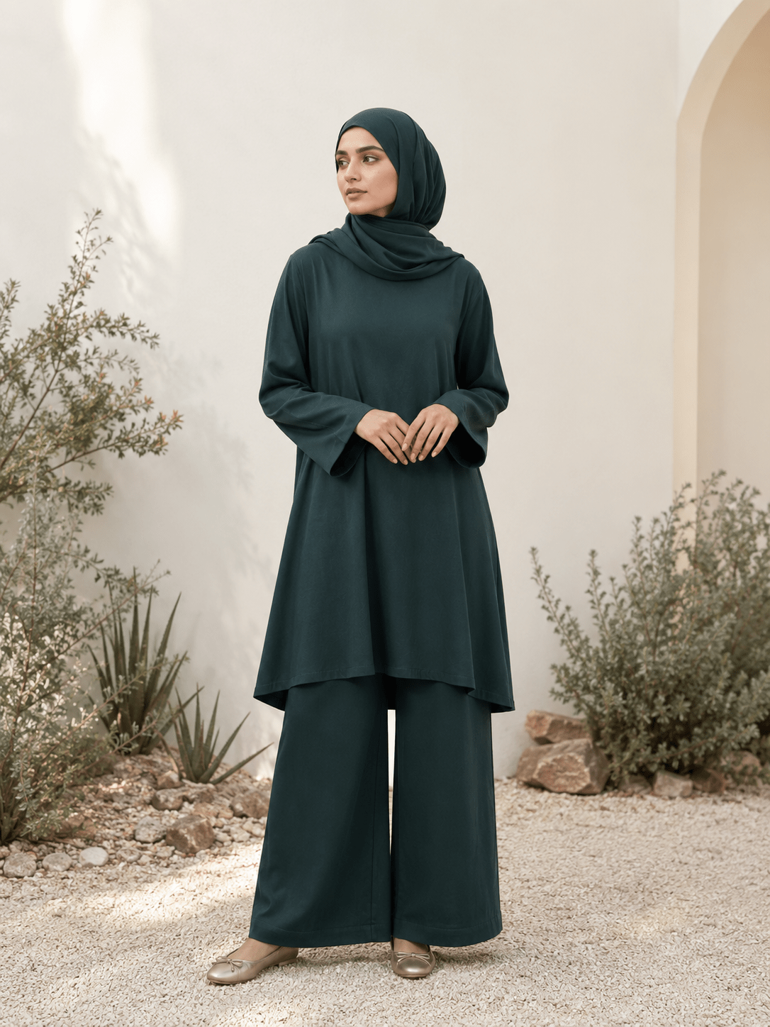 Essential Linen Suit | Tunic & Trousers in Forest - Fasilah