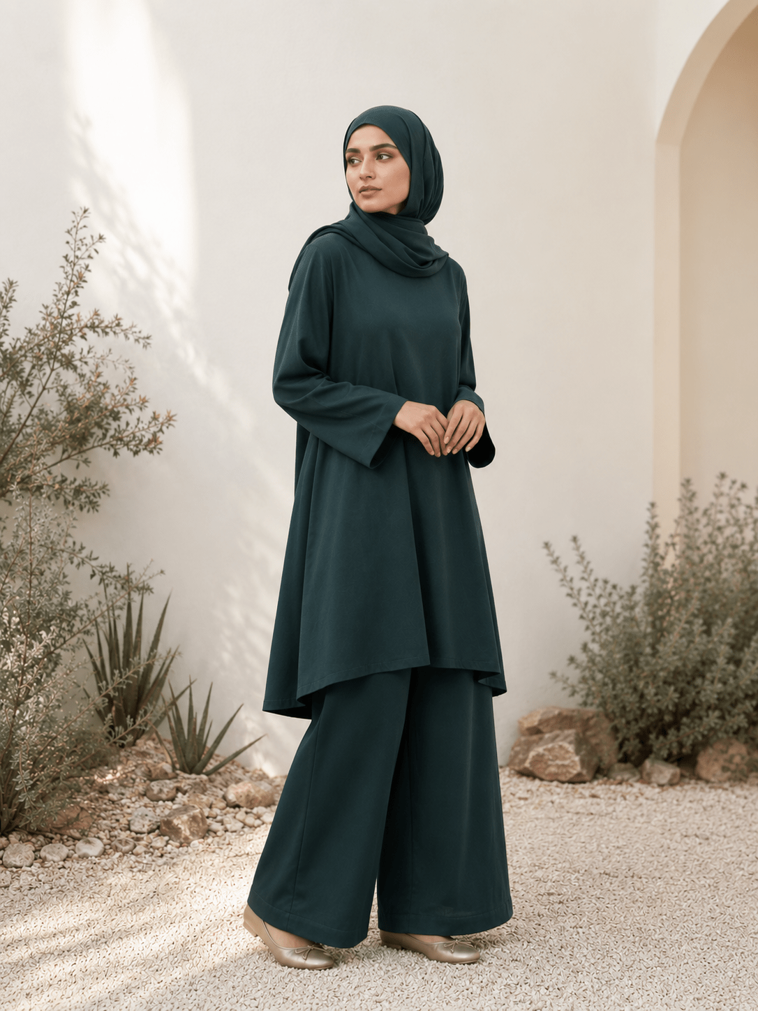 Essential Linen Suit | Tunic & Trousers in Forest - Fasilah