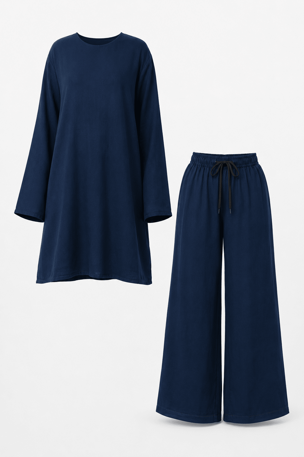 Essential Linen Suit | Tunic & Trousers in Navy - Fasilah