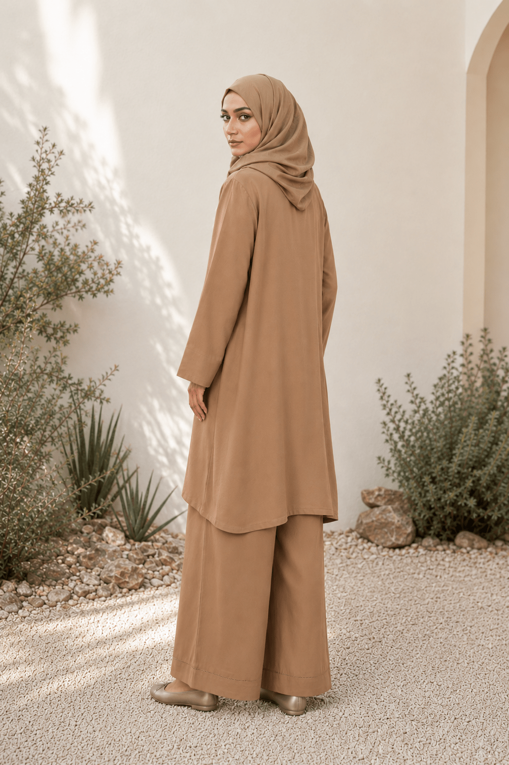 Essential Linen Suit | Tunic & Trousers in Sand - Fasilah