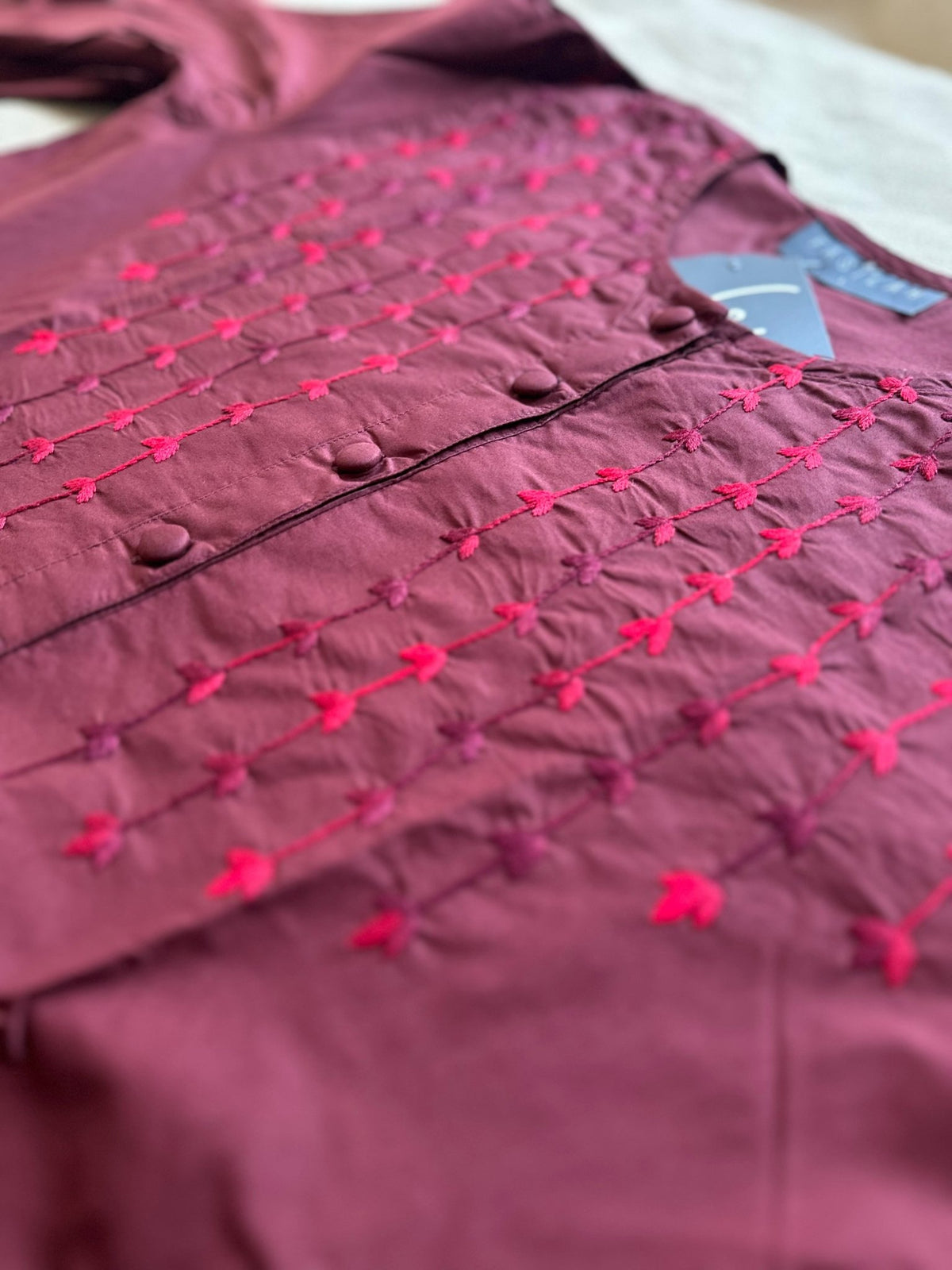 Hajj & Umrah | Hand-embroidered Cotton Abaya in Burgundy