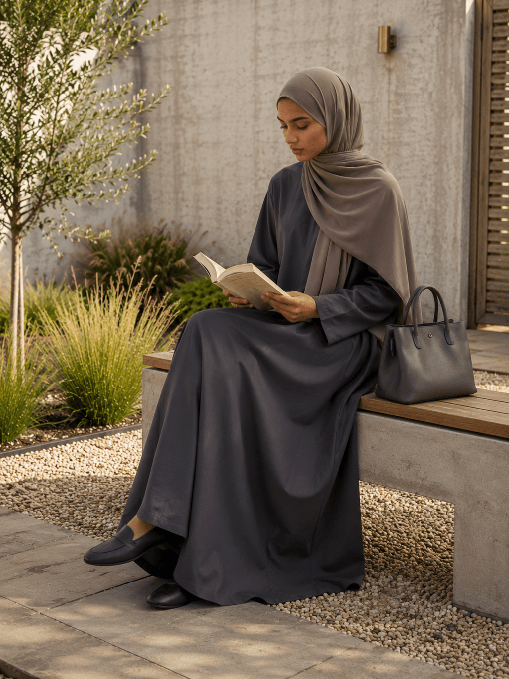 Hajj&Umrah | Premium Cotton Abaya in Charcoal - Fasilah