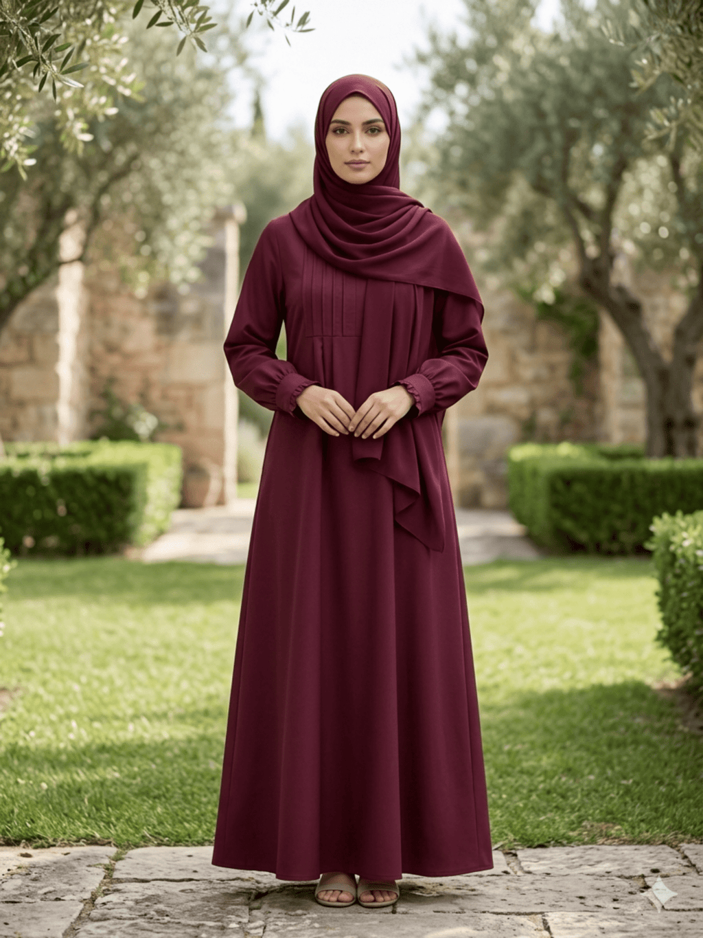 Hajj&Umrah | Premium Cotton Abaya in Mulberry - Fasilah