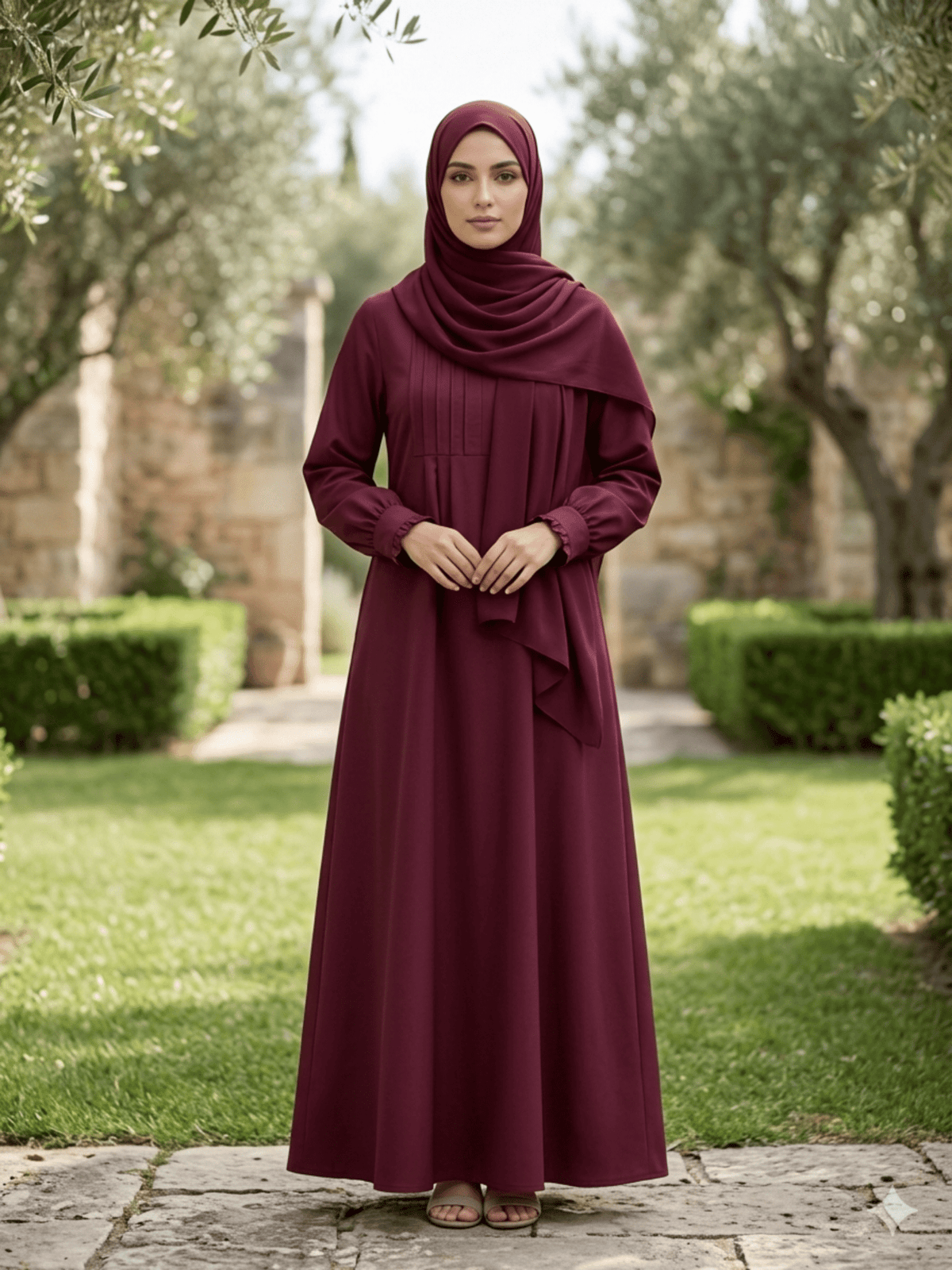 Hajj&Umrah | Premium Cotton Abaya in Mulberry - Fasilah