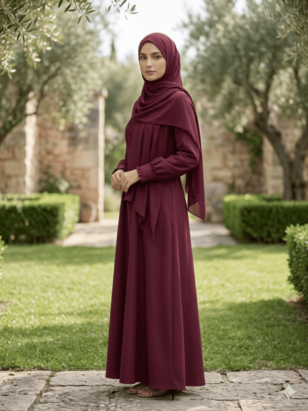Hajj&Umrah | Premium Cotton Abaya in Mulberry - Fasilah
