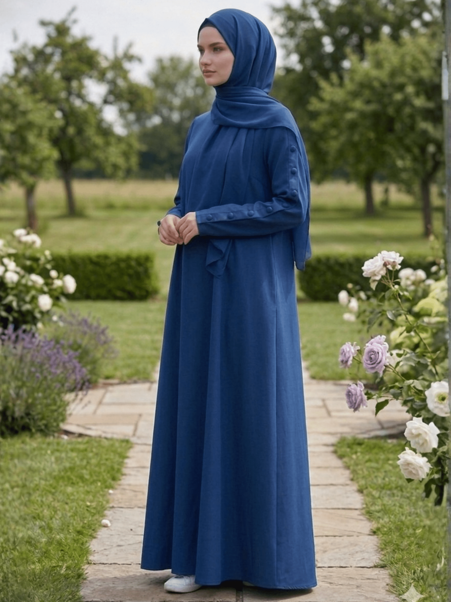 Hajj&Umrah | Premium Cotton Abaya in Royal Blue - Fasilah