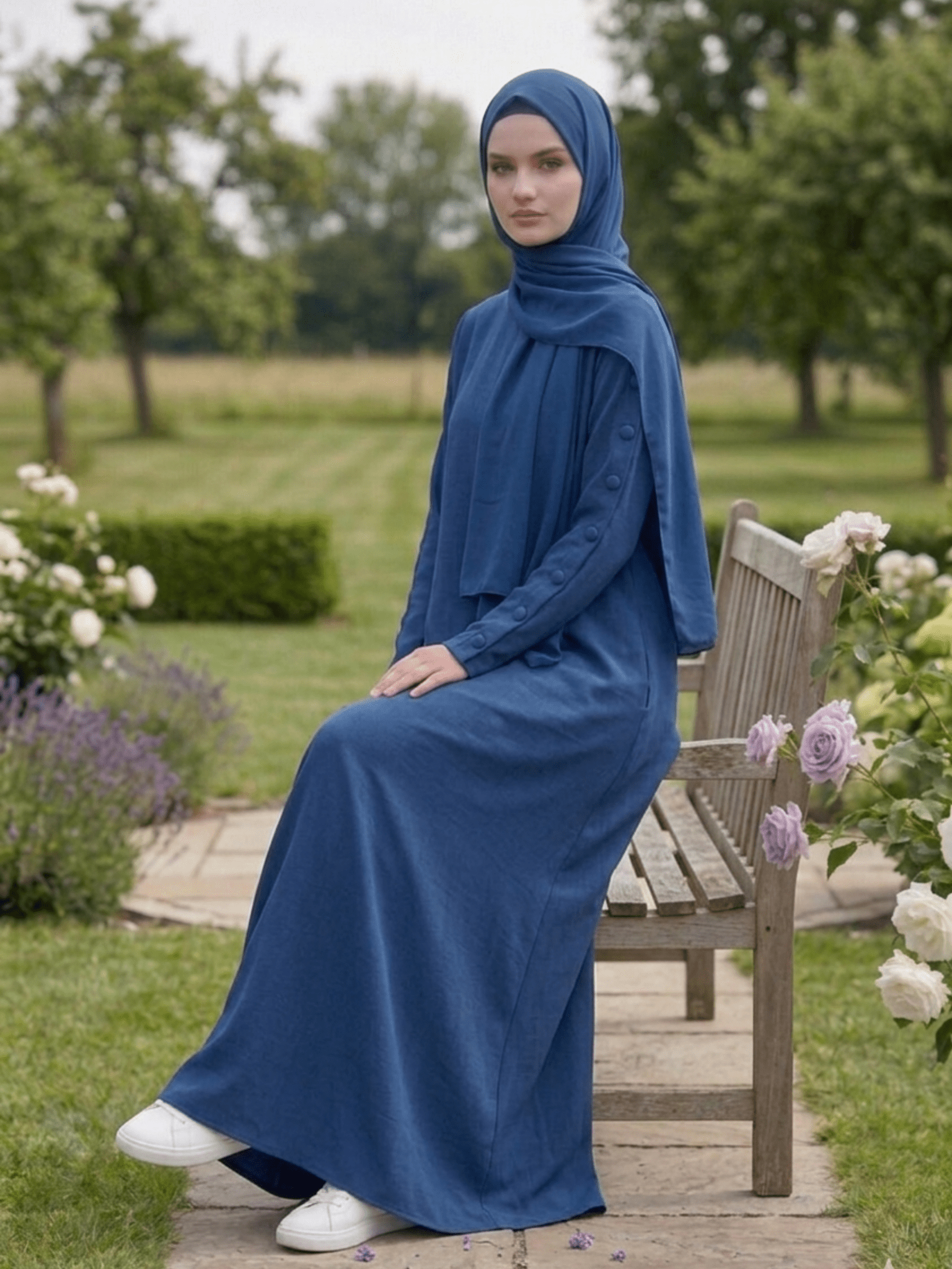 Hajj&Umrah | Premium Cotton Abaya in Royal Blue - Fasilah