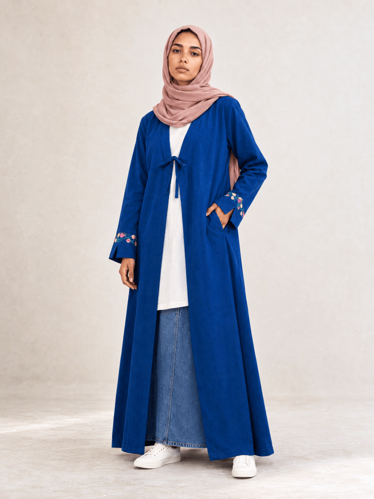 Heritage Bow Open Abaya – Royal Blue - Fasilah