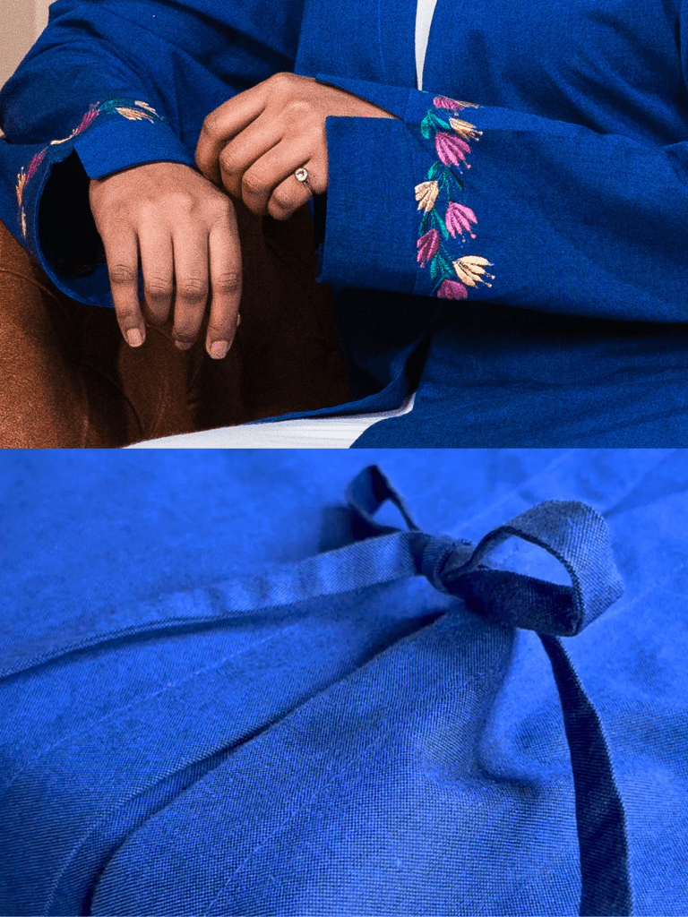 Heritage Bow Open Abaya – Royal Blue - Fasilah