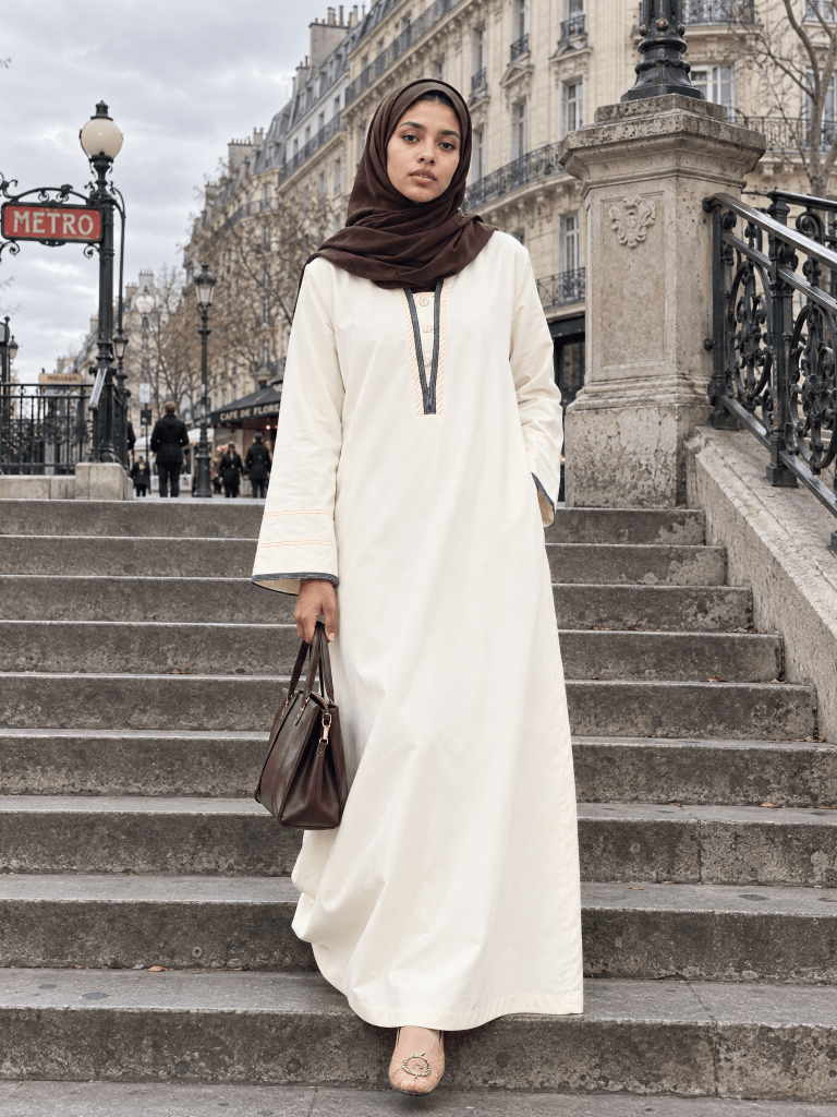 Heritage Cotton Abaya - Cream - Fasilah