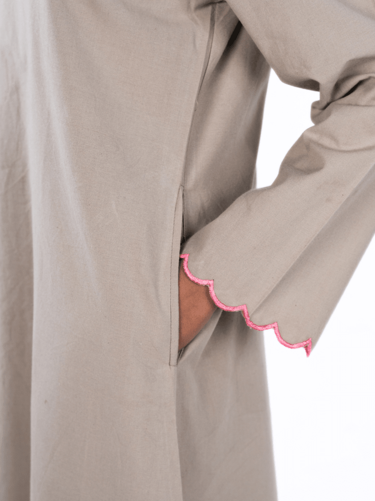 Abaya en coton héritage - Gris tourterelle