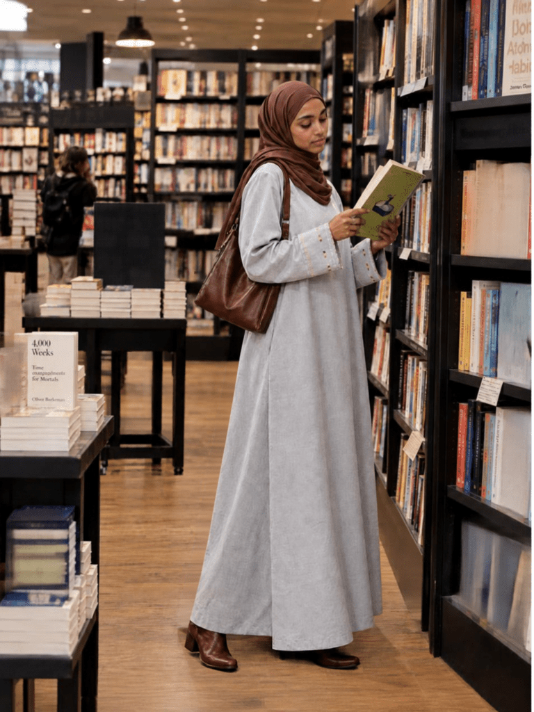 Heritage Cotton Abaya - Silver - Fasilah