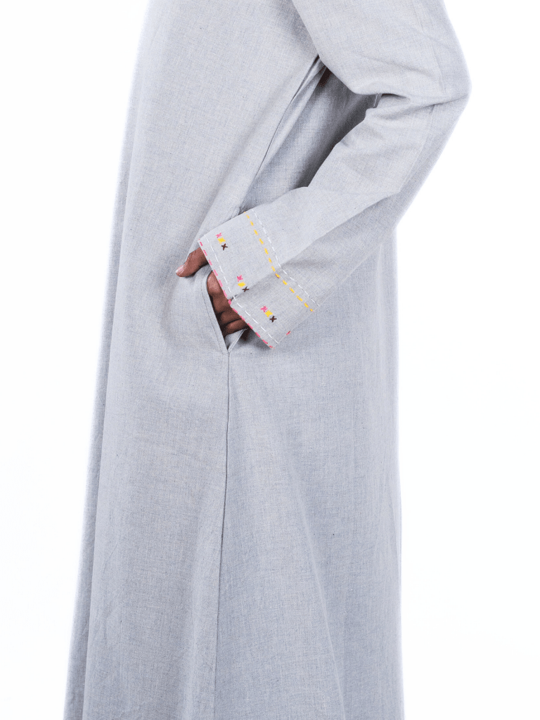 Heritage Cotton Abaya - Silver - Fasilah