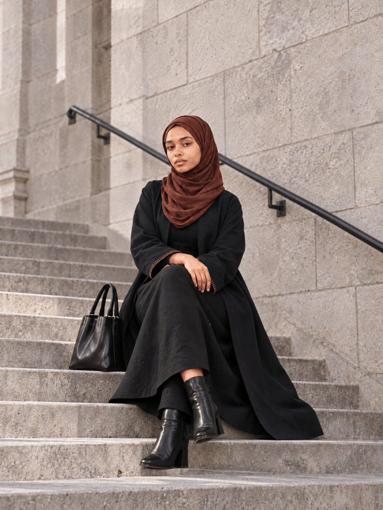 Heritage Cotton | Minimalist Open Abaya in Black - Fasilah