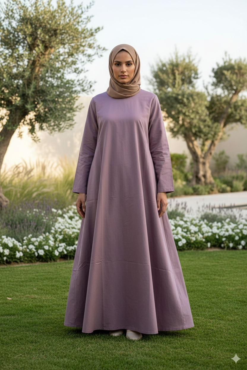 Lilac Abaya - Structured Poplin Front