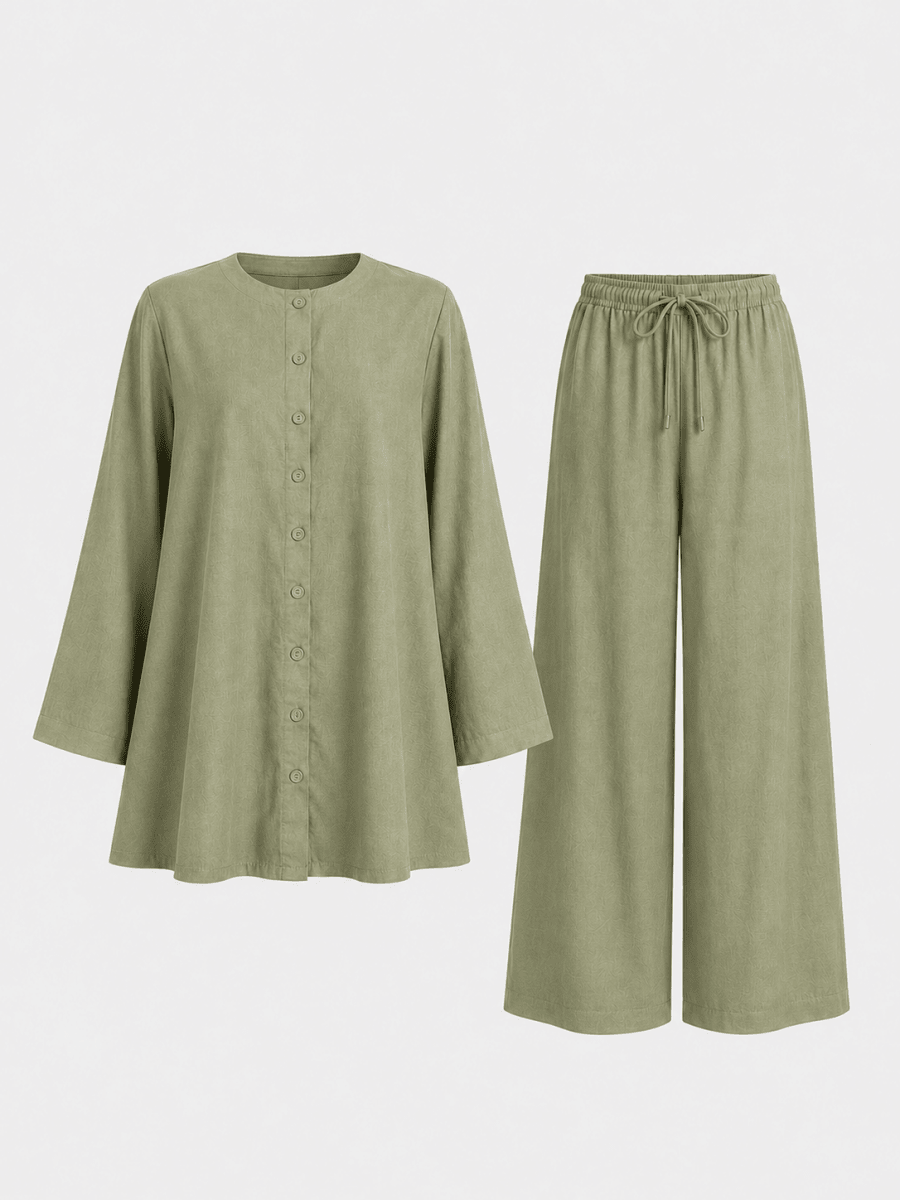 Made to Measure | Essential Linen Set - Button-up Shirt & Trousers - Fasilah
