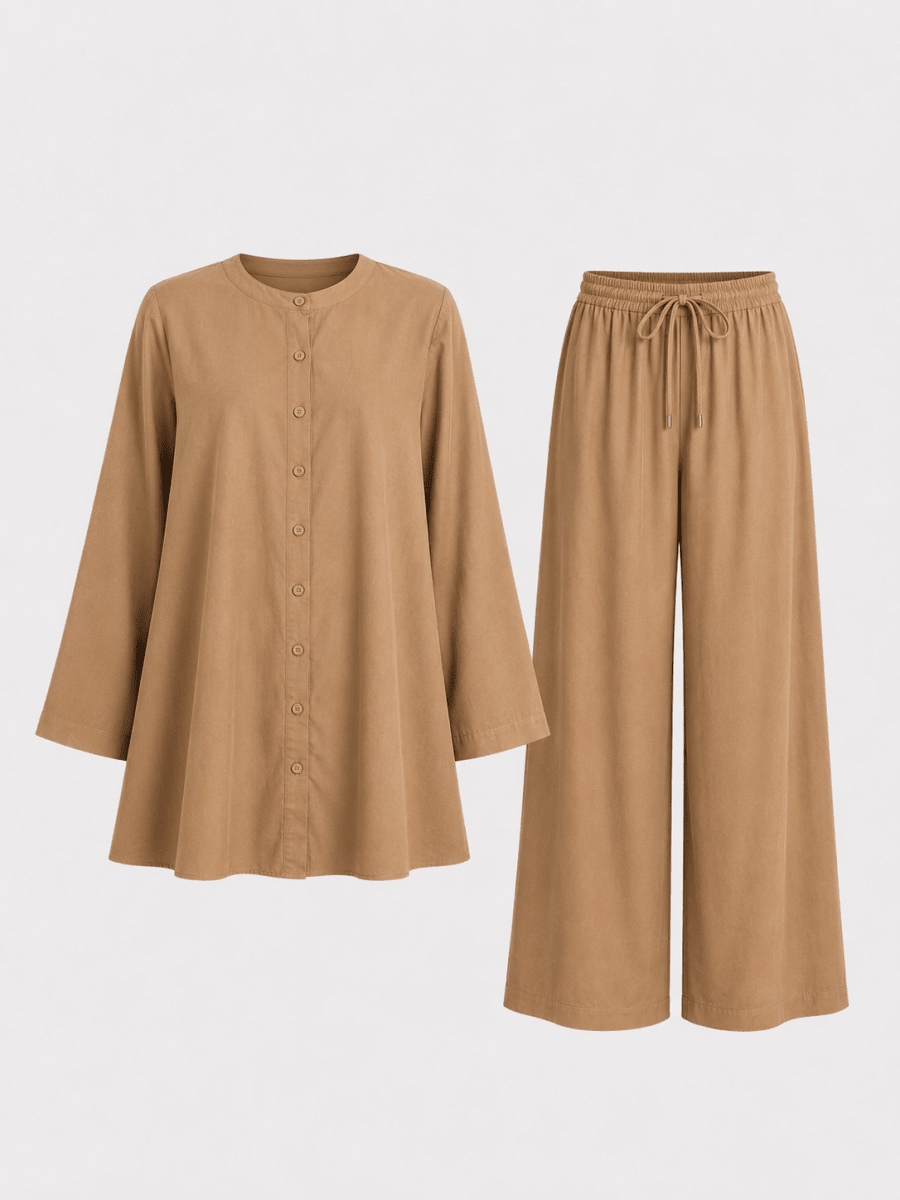 Made to Measure | Essential Linen Set - Button-up Shirt & Trousers - Fasilah