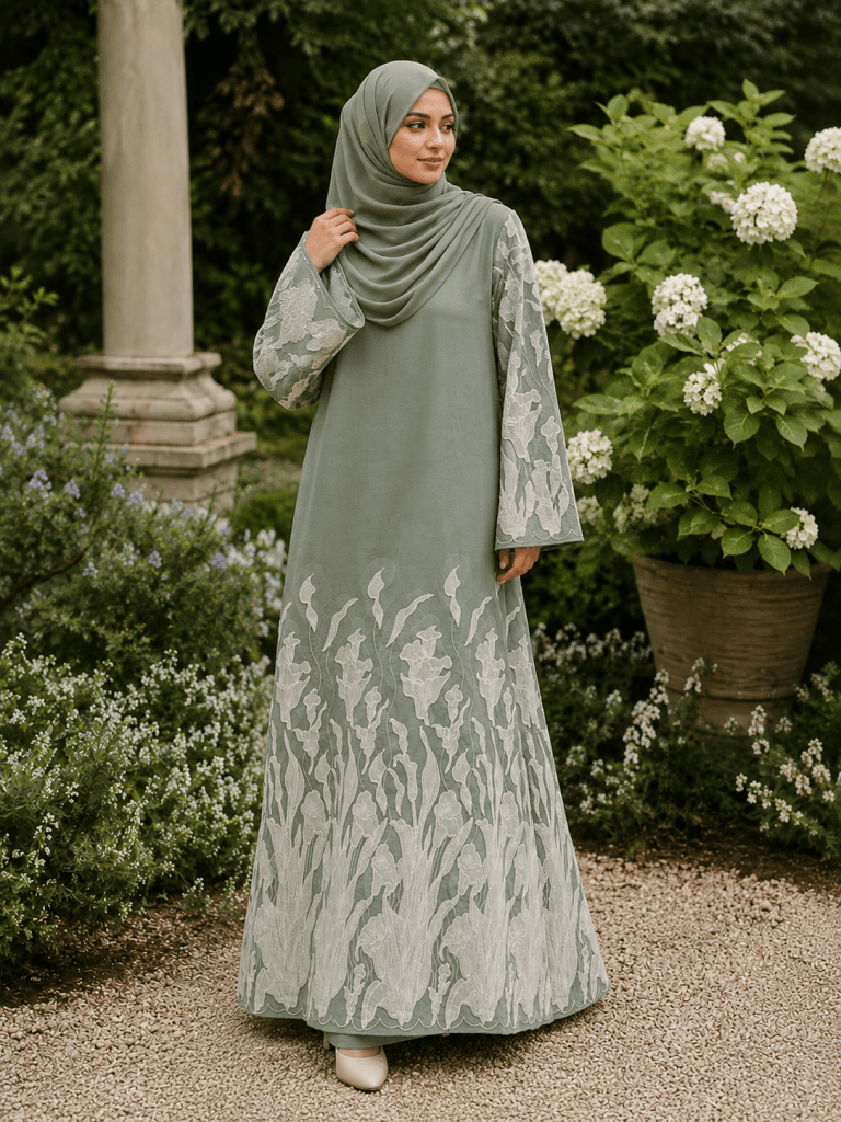 Made to Measure | Sateen Embroidered Abaya - Fasilah