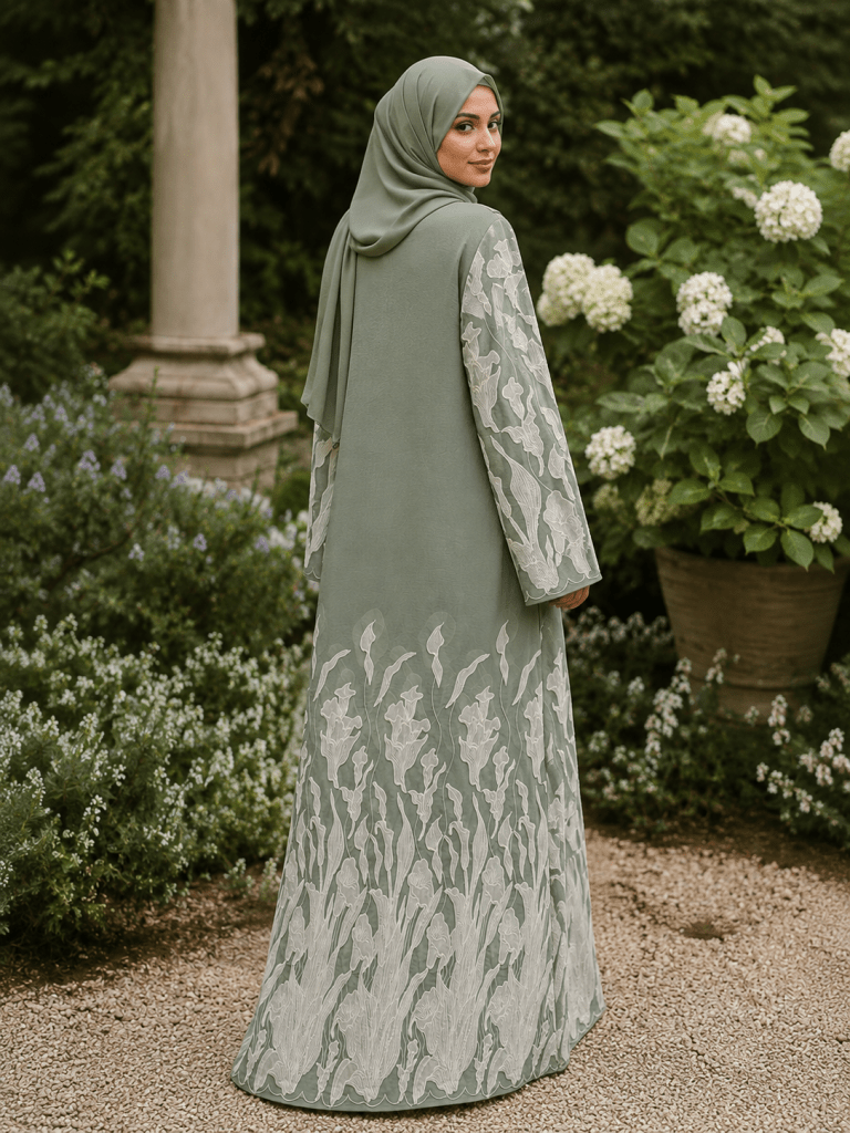 Made to Measure | Sateen Embroidered Abaya - Fasilah