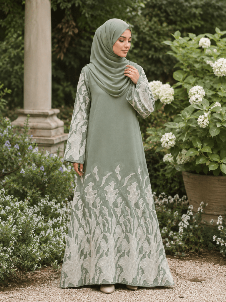 Made to Measure | Sateen Embroidered Abaya - Fasilah