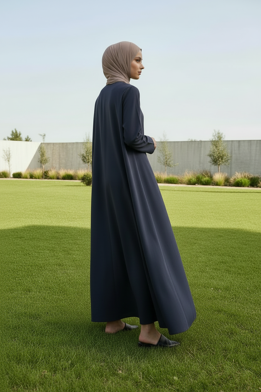 Midnight Blue Abaya – Narrower Hemline Width