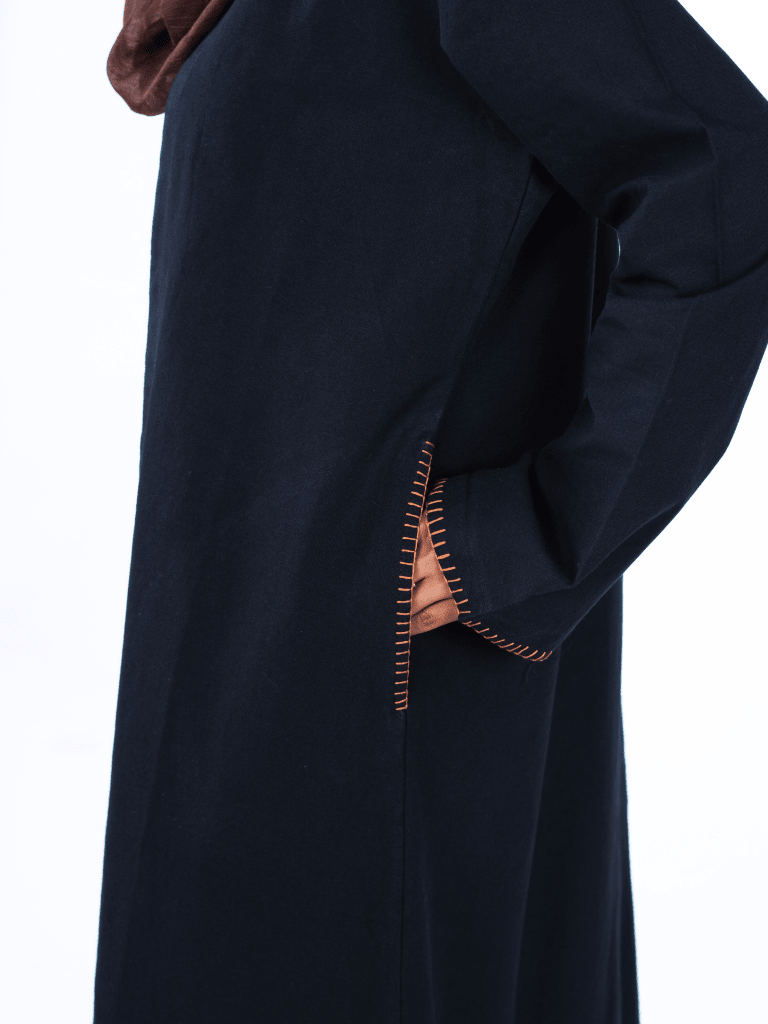 Heritage Cotton | Minimalist Open Abaya in Black