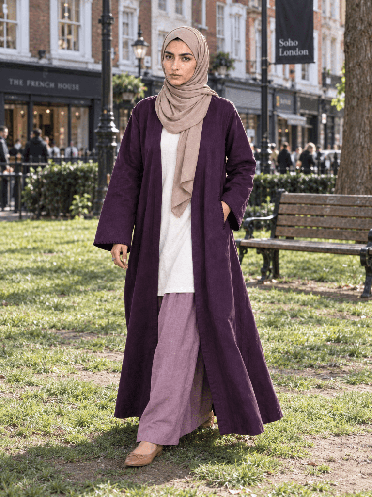 Minimalist Open Abaya – Purple - Fasilah
