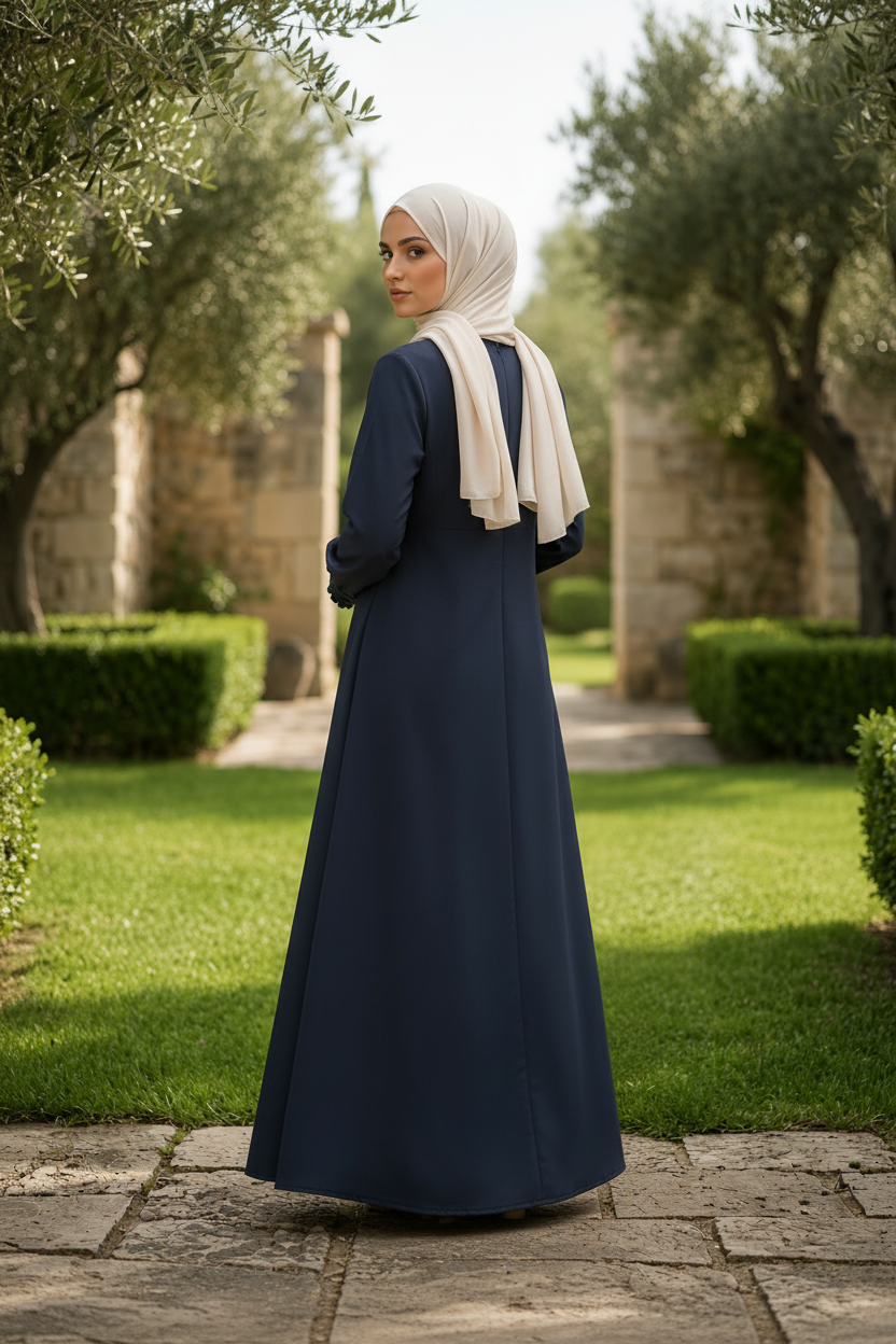 Navy Abaya Back View