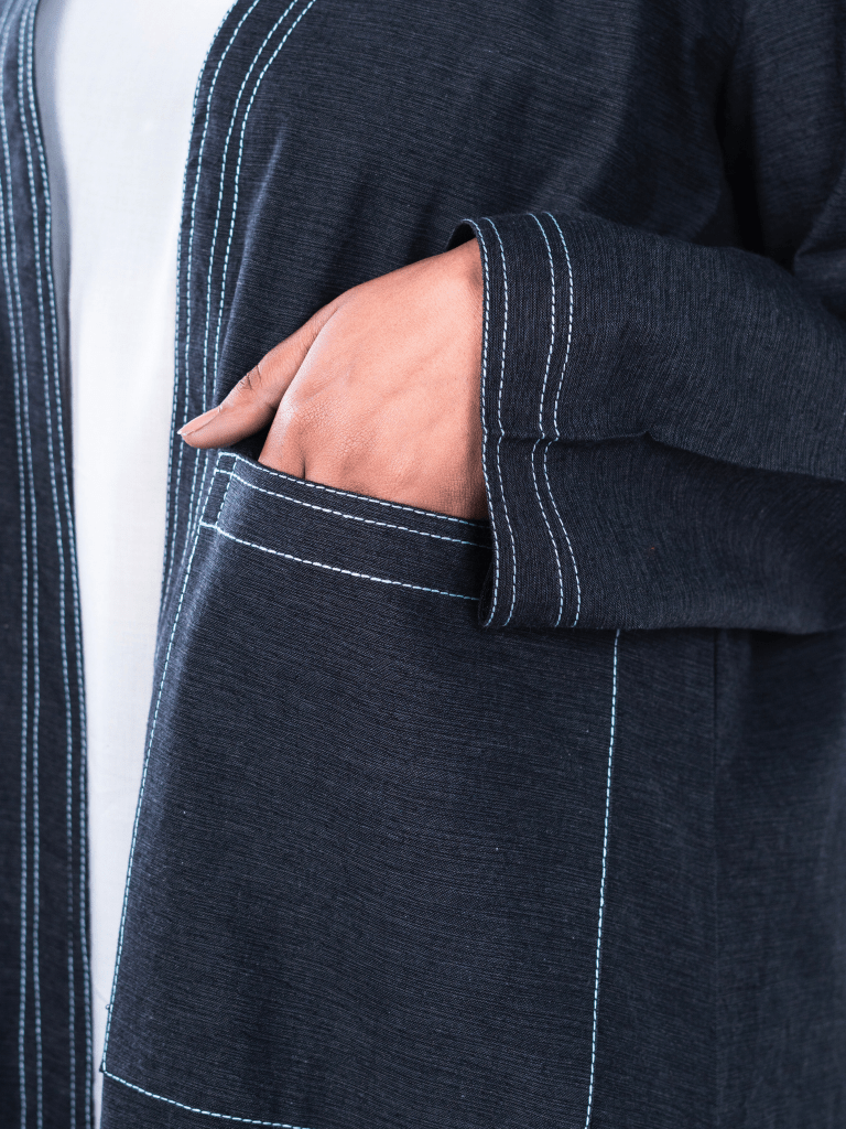 Open Denim Abaya – Coal - Fasilah
