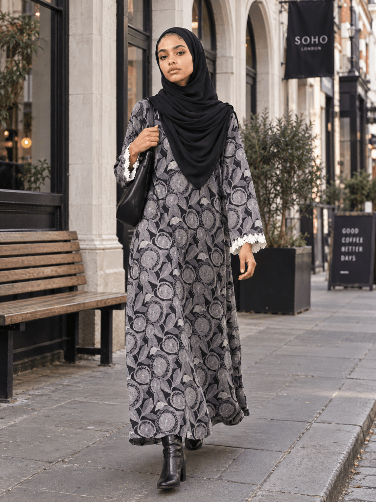 Printed | Cotton Abaya in Botanica - Fasilah