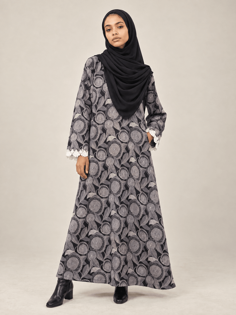 Printed | Cotton Abaya in Botanica - Fasilah