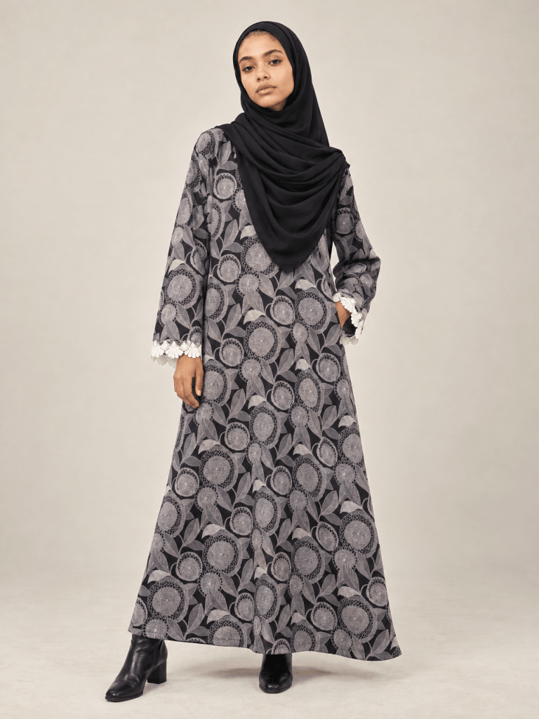 Printed | Cotton Abaya in Botanica - Fasilah