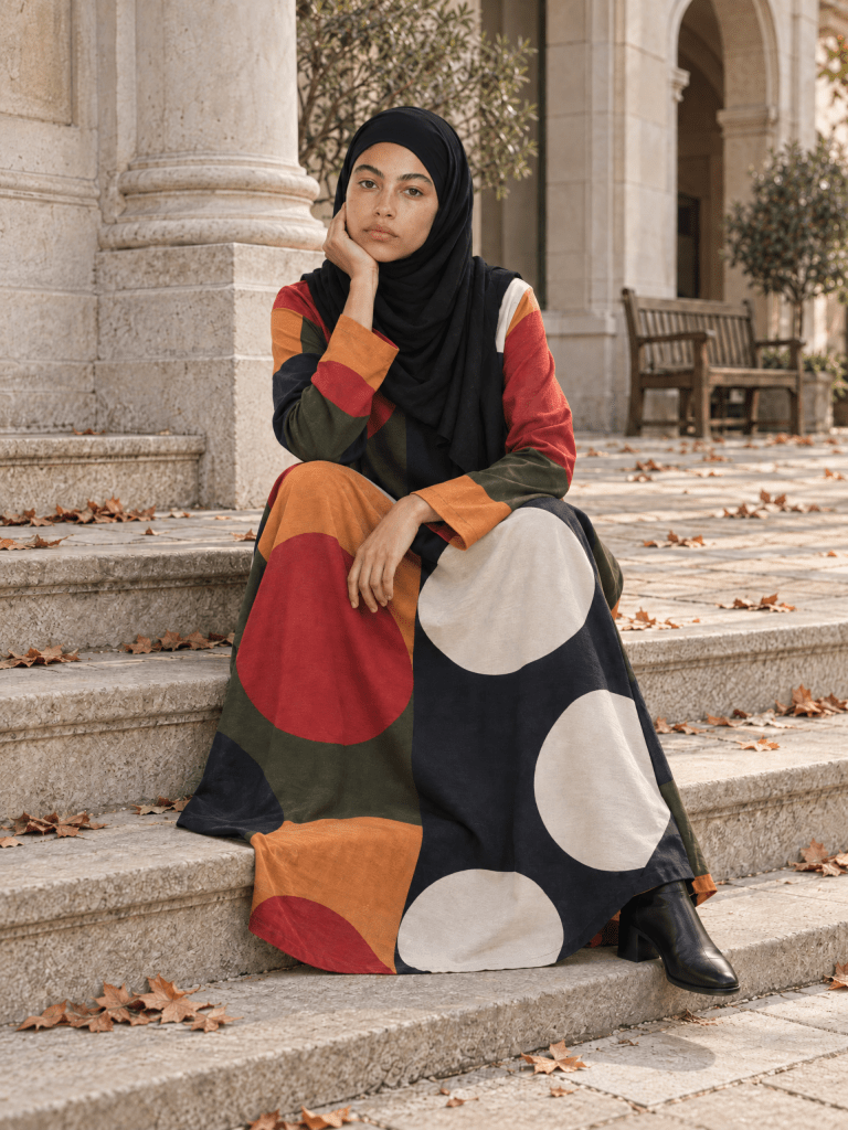 Printed | Cotton Abaya in Multicolour - Fasilah
