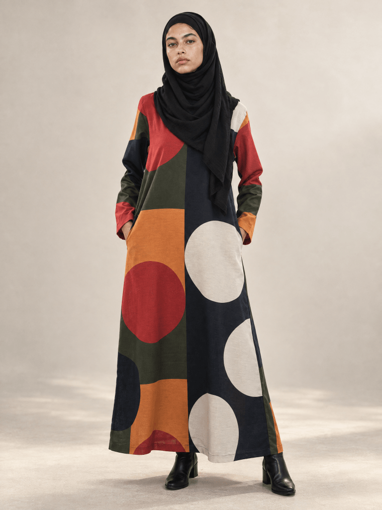 Printed | Cotton Abaya in Multicolour - Fasilah