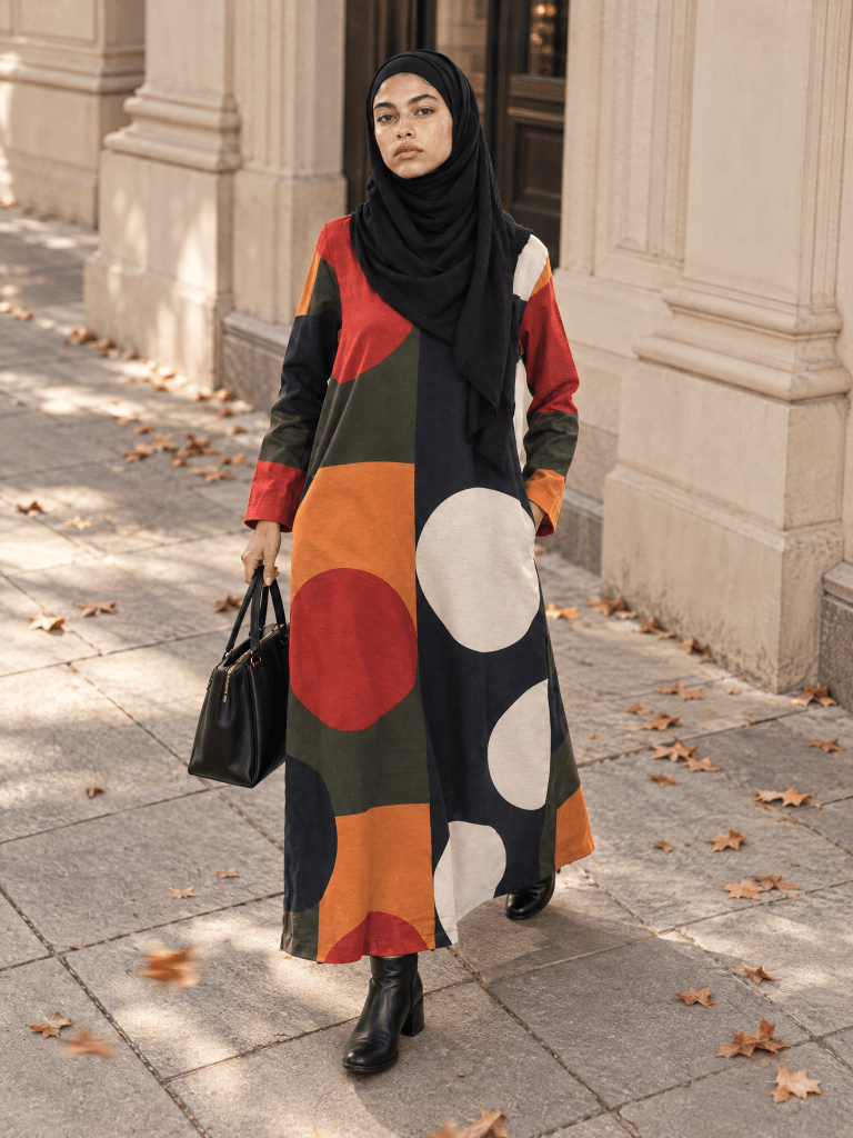 Printed | Cotton Abaya in Multicolour - Fasilah