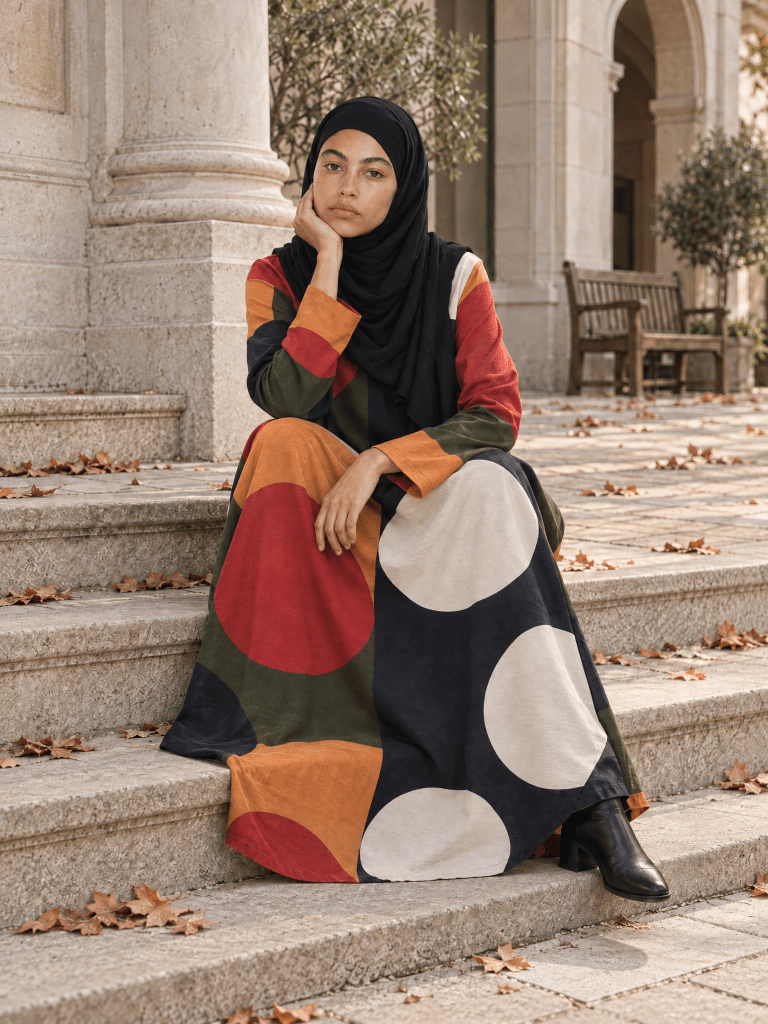 Printed | Cotton Abaya in Multicolour - Fasilah