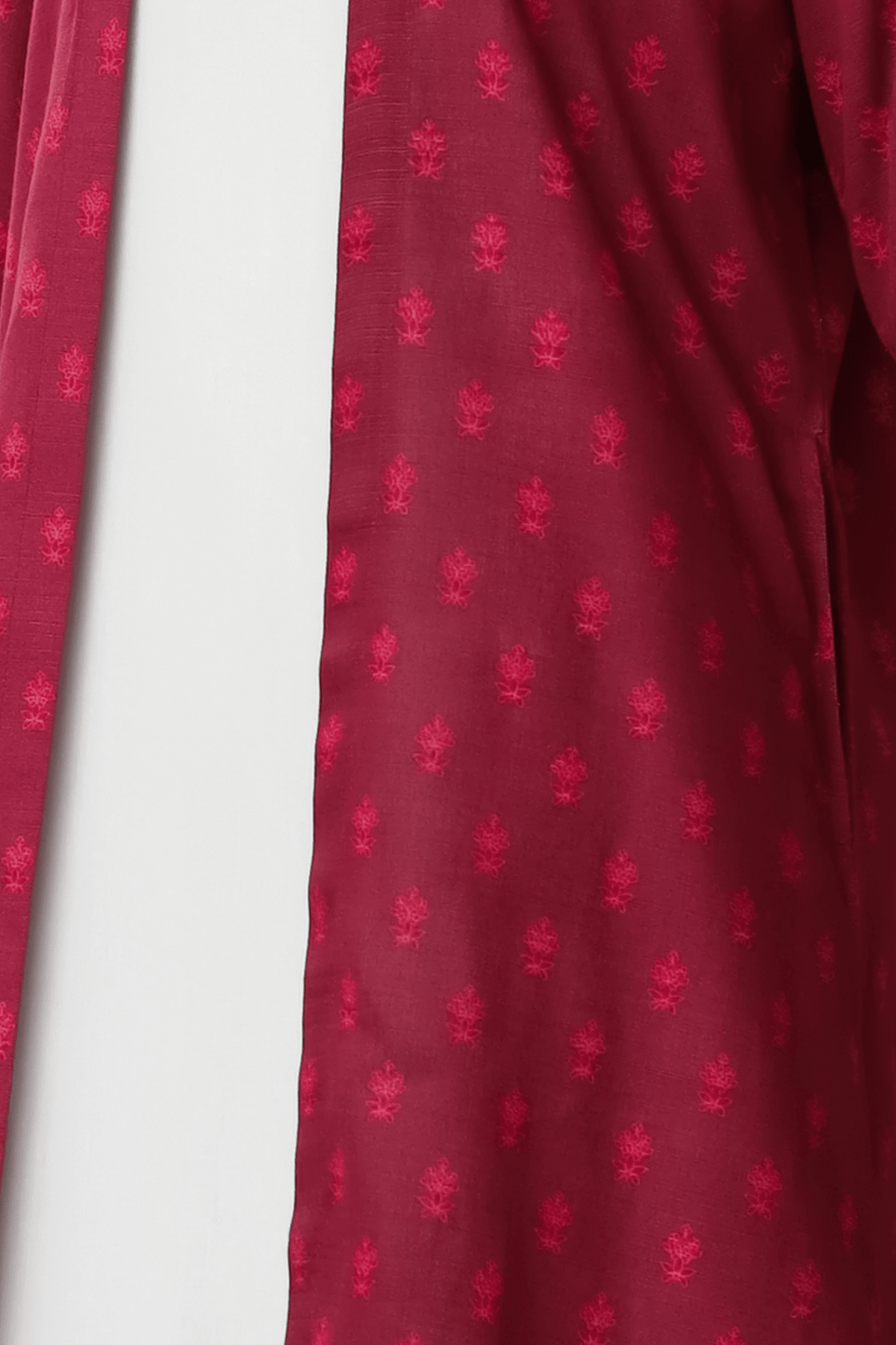 Printed Open Abaya - Maroon - Fasilah