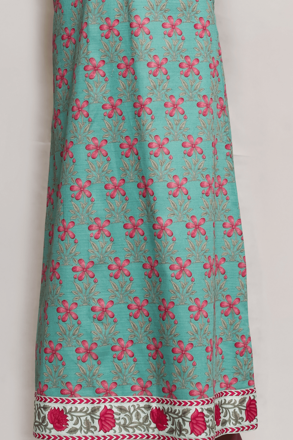 Printed Open Abaya -Teal - Fasilah