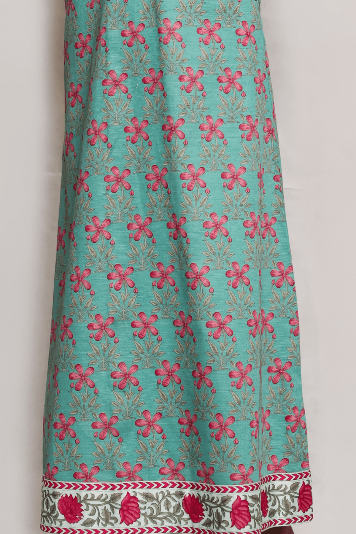 Printed Open Abaya -Teal - Fasilah