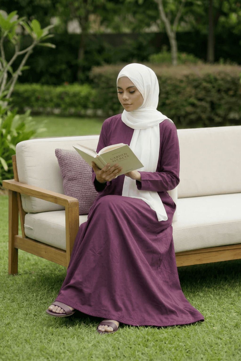 Signature Cotton Abaya – Burgundy - Fasilah